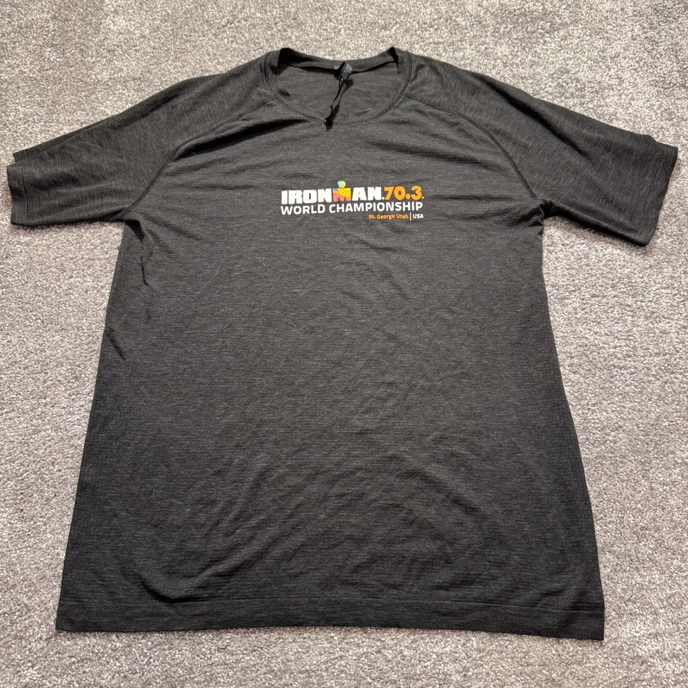 Lululemon Shirt Mens XL Gray Nylon Ironman 70.3 World Championship Athletic Tee